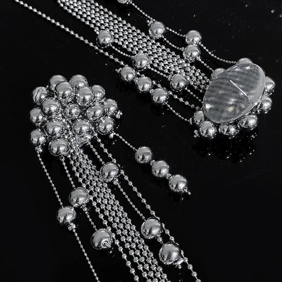 Zara EDGE NYC Uneven Chunky Dangle Mercury Pearl Pin Earrings long - Picture 6 of 16